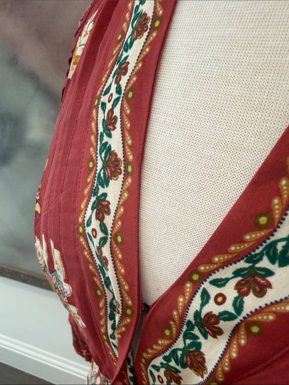 FARM Rio Red Floral Embroidered Maxi Dress with Yellow Accents - Picture 7 of 9